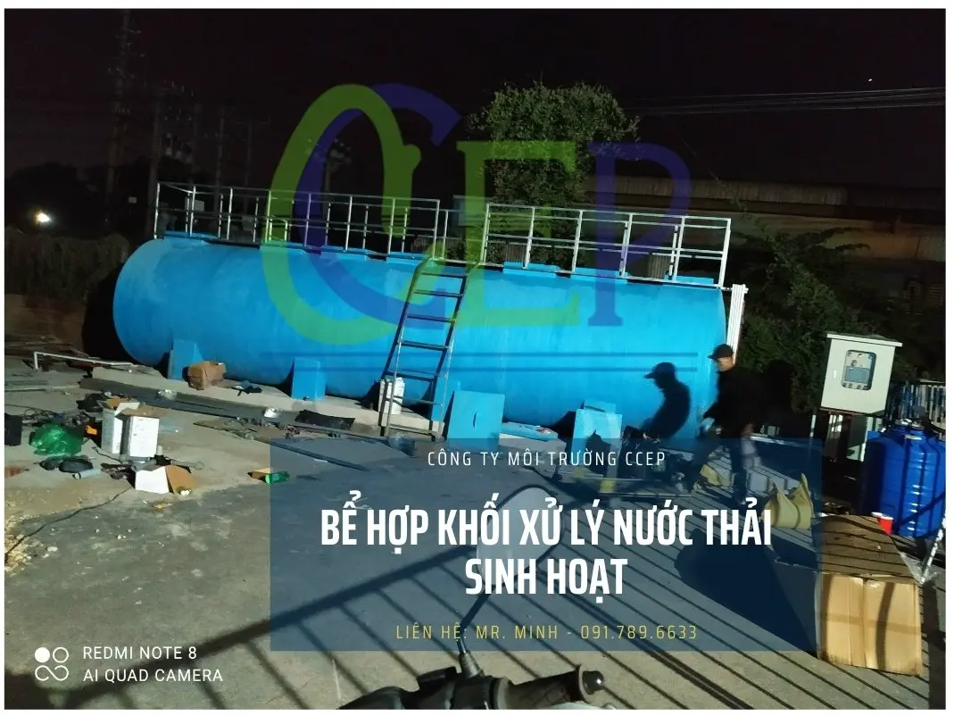 Hệ thống xử lý nước thải sinh hoạt với trung tâm là bể hợp khối Composite